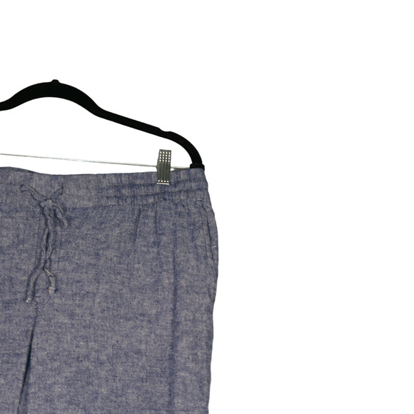 Old Navy Pants Womens L Blue Linen Blend Pull On Pockets Lightweight 34x 27 - Picture 2 of 11